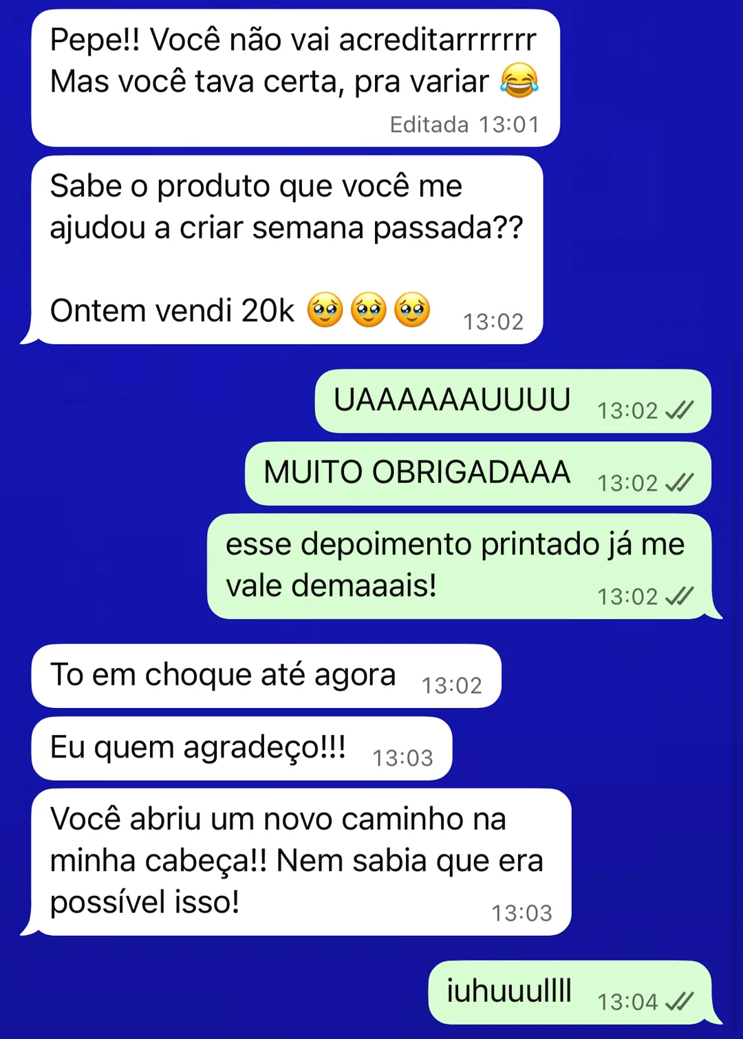 Print: aluna vendeu R$20 mil com o produto criado no método