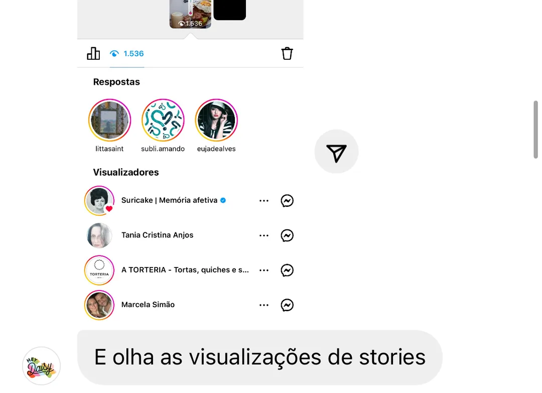 Print de aumento nas visualizações dos stories